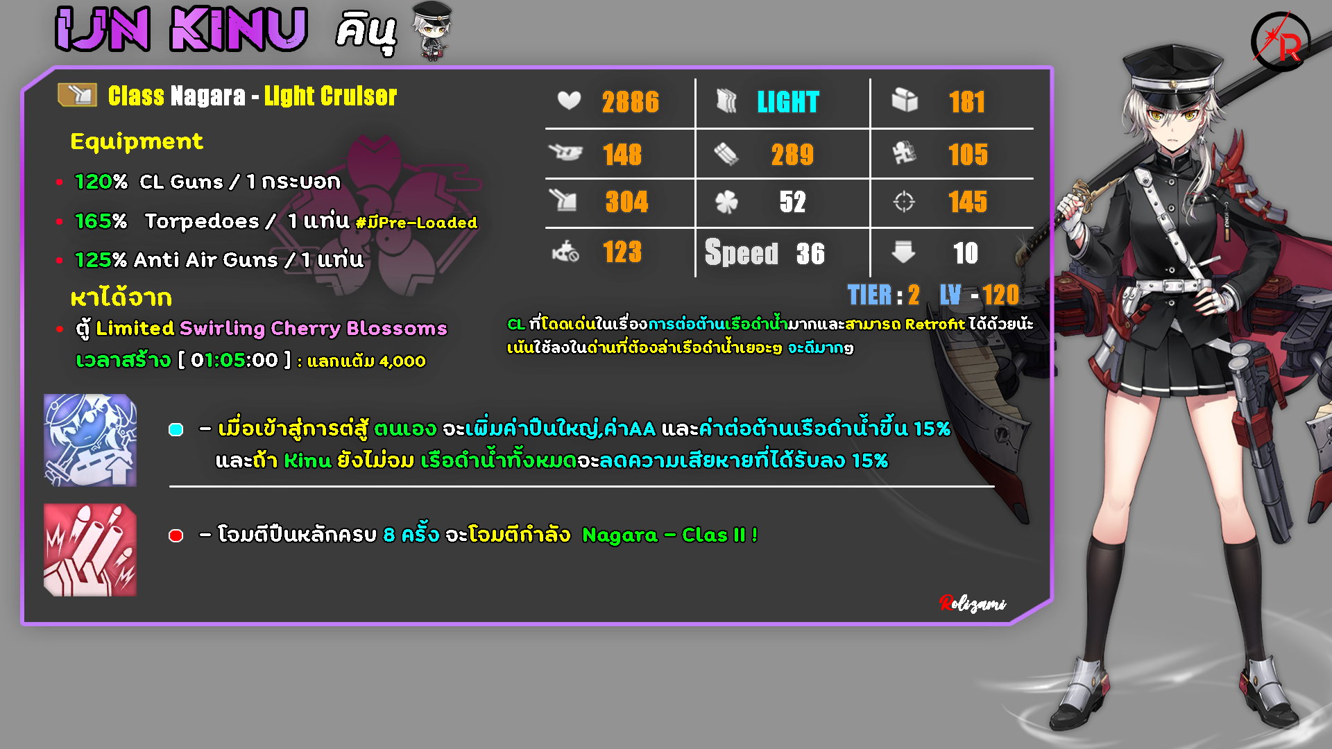 Kinu Linux ข้อมูลของ | Azur Lane Guide TH